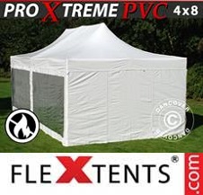 Foldetelt FleXtents PRO Xtreme 4x8m Hvid, inkl. 6 sider